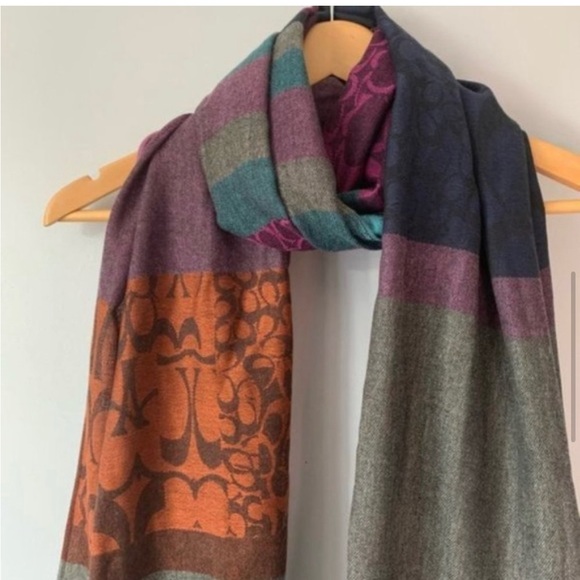 Bright colorful strips and pattern long scarf - Picture 2 of 6